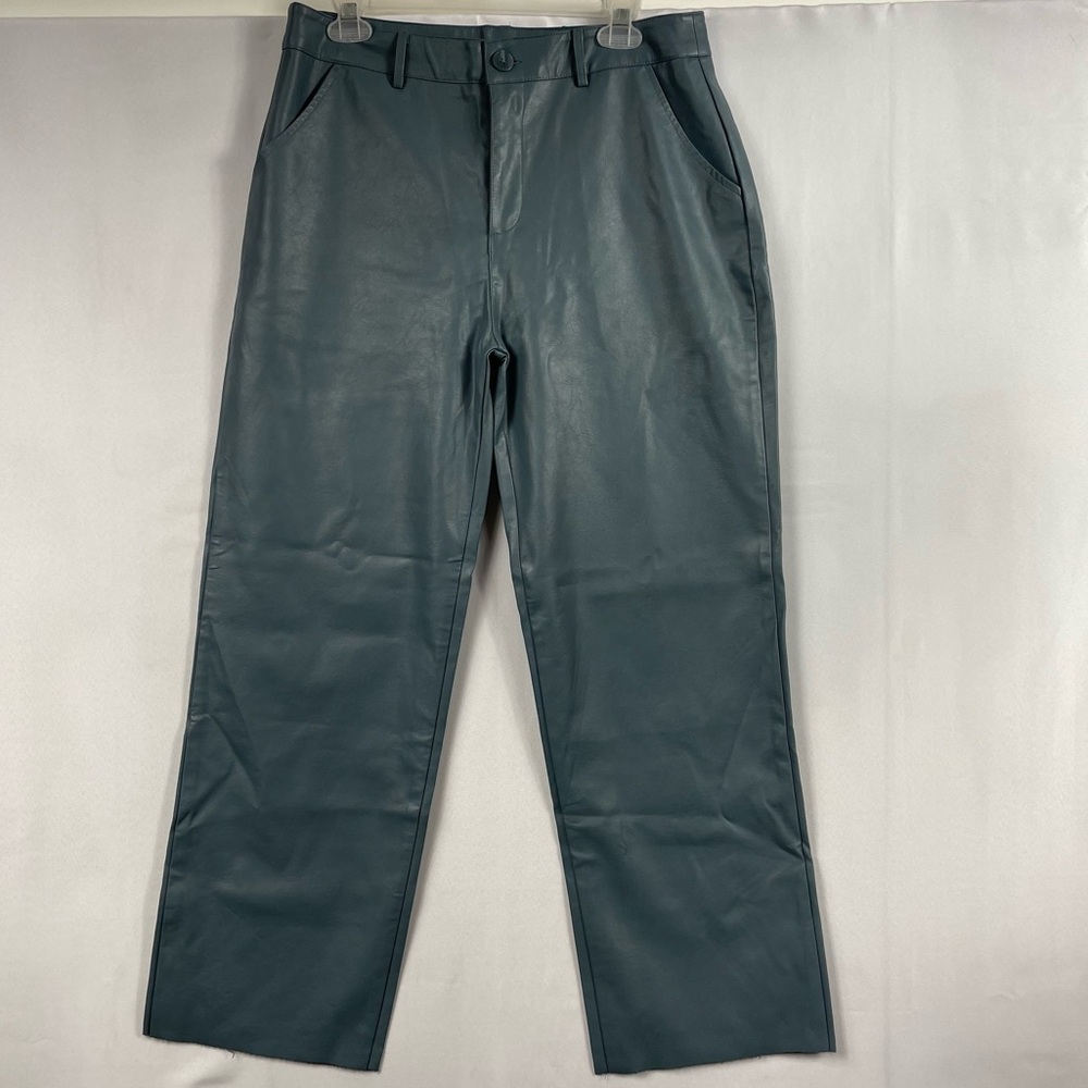 Shinestar Vegan Leather Pant Gray XL Straight Contemporary Minimal Modern Career